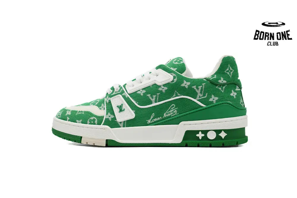 Green Monogram Textile Trainer