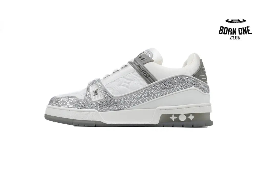 Trainer Grey White Swarovski