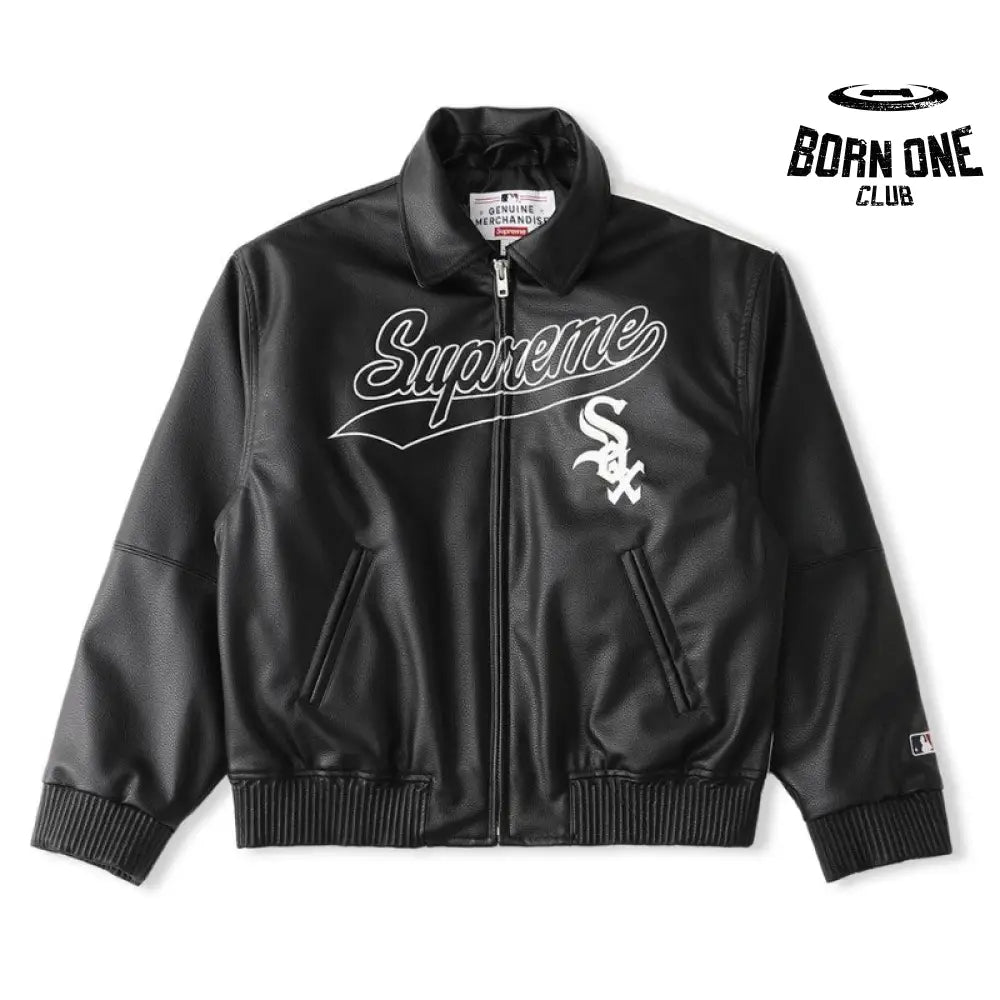 Jacket x Chicago White Sox Leather Varsity Black