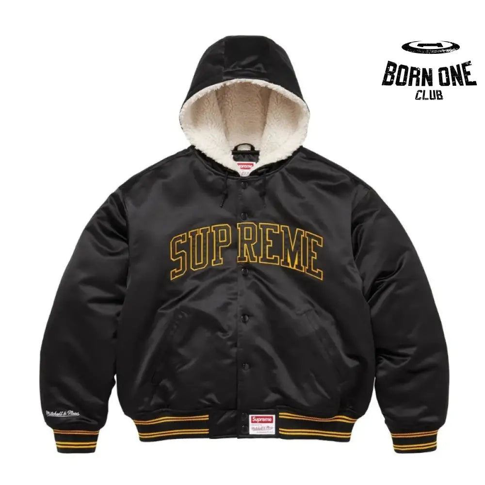 Jacket x Mitchell & Ness Varsity Satin Black