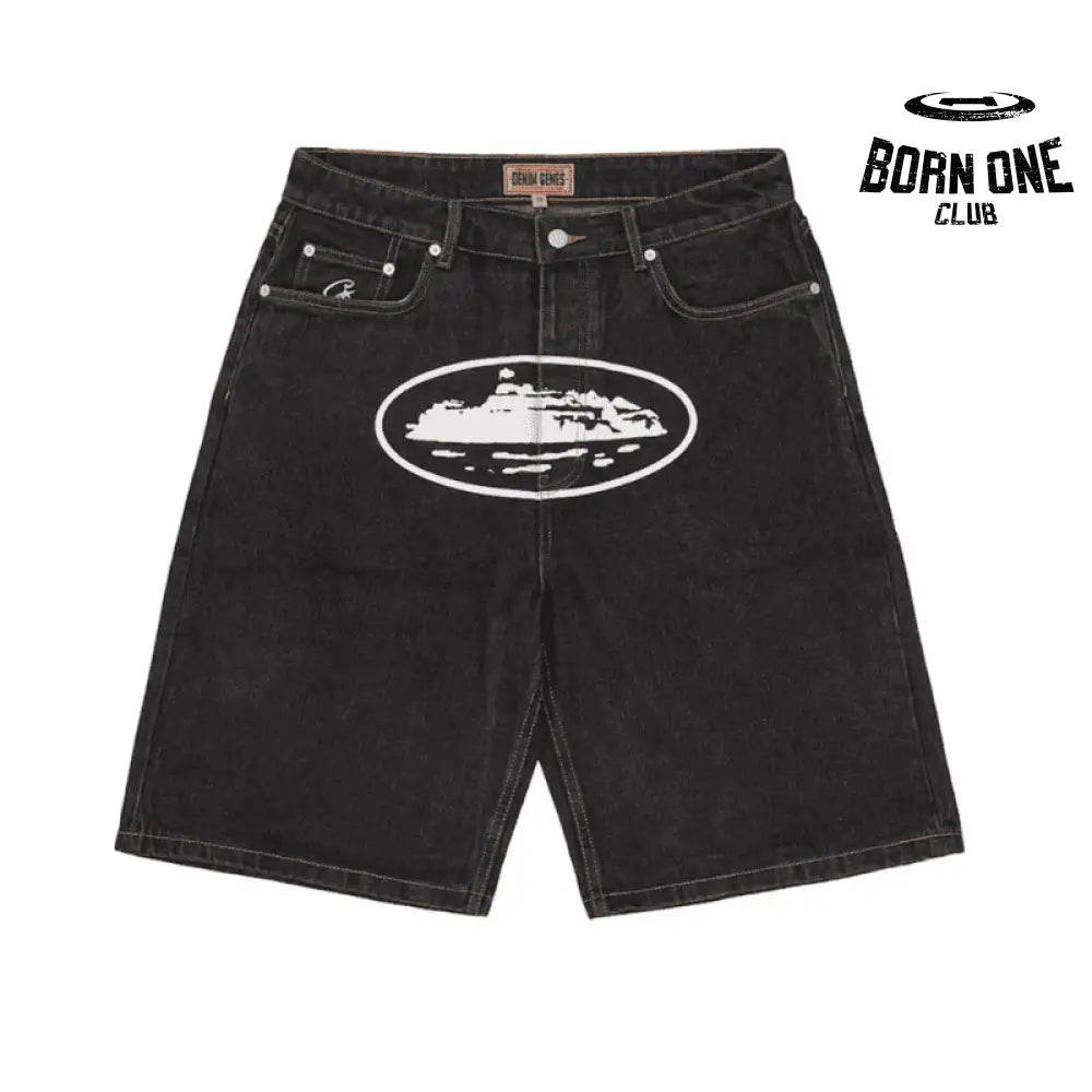 Alcatraz Washed Black Denim Shorts