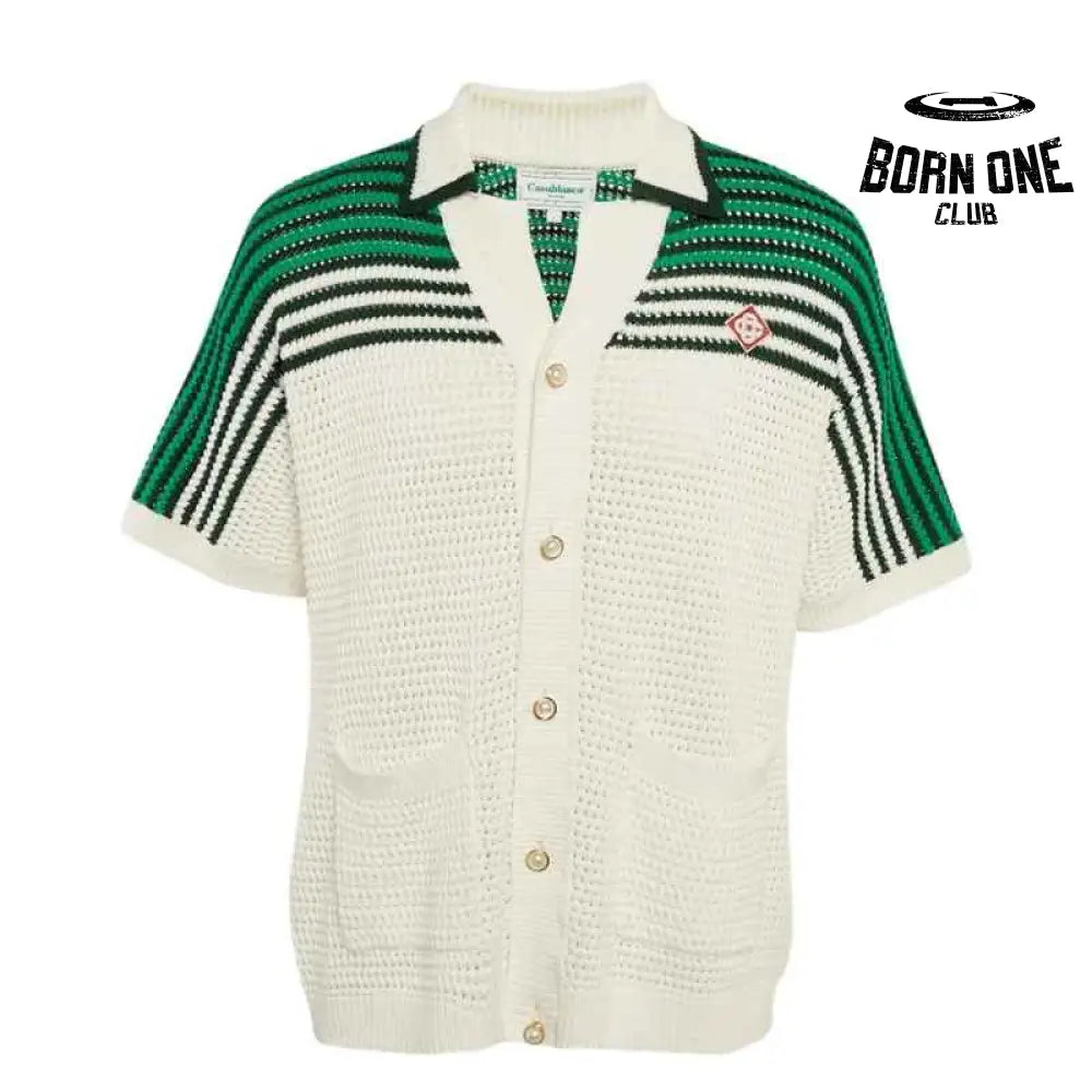 White and Green Crochet T-Shirt