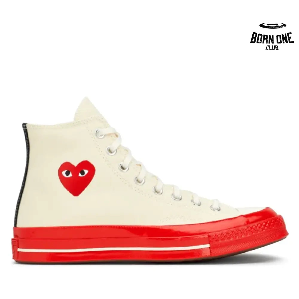 Converse White High Top with Signature Red Sole