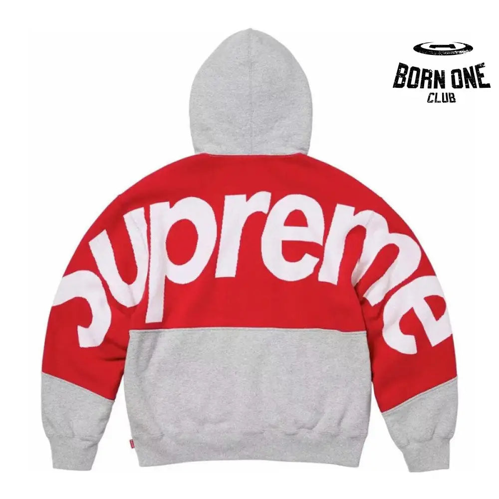 Hoodie Big Logo Jacquard Red Grey