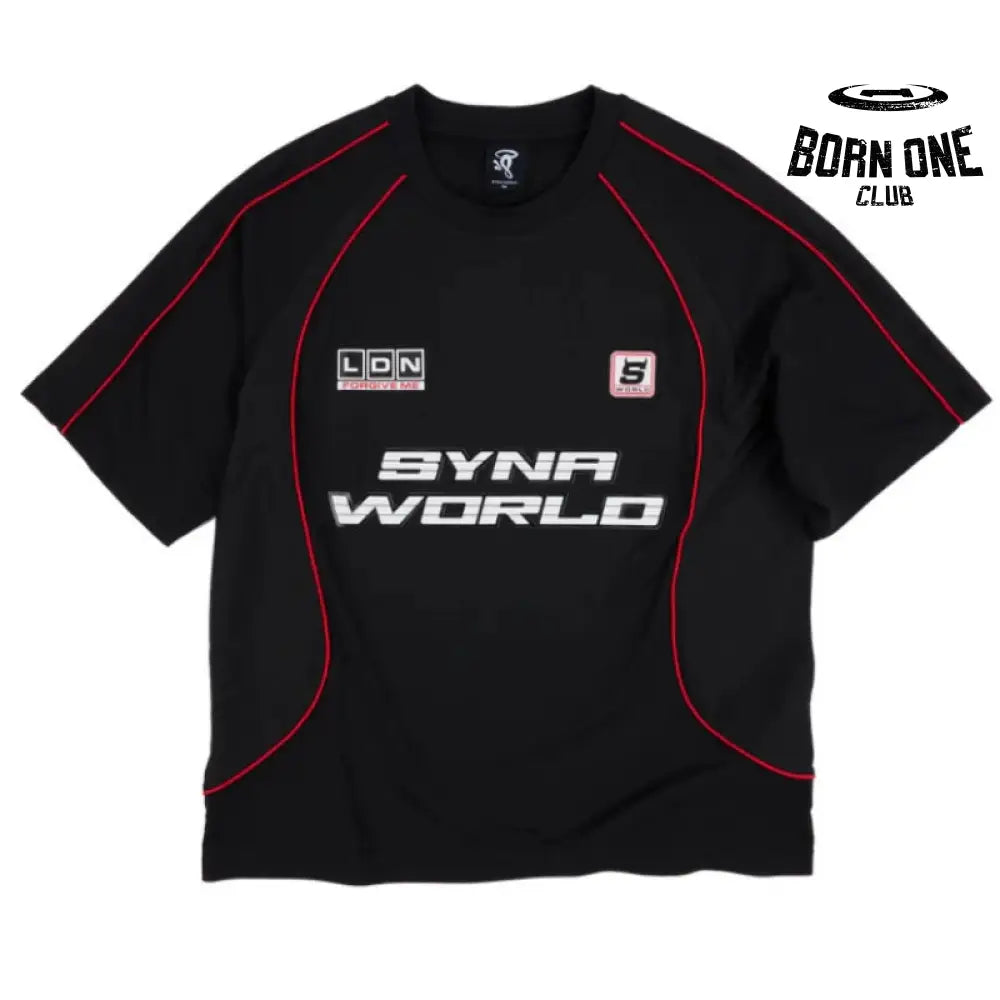 T-Shirt World Perforated Performance Black Red