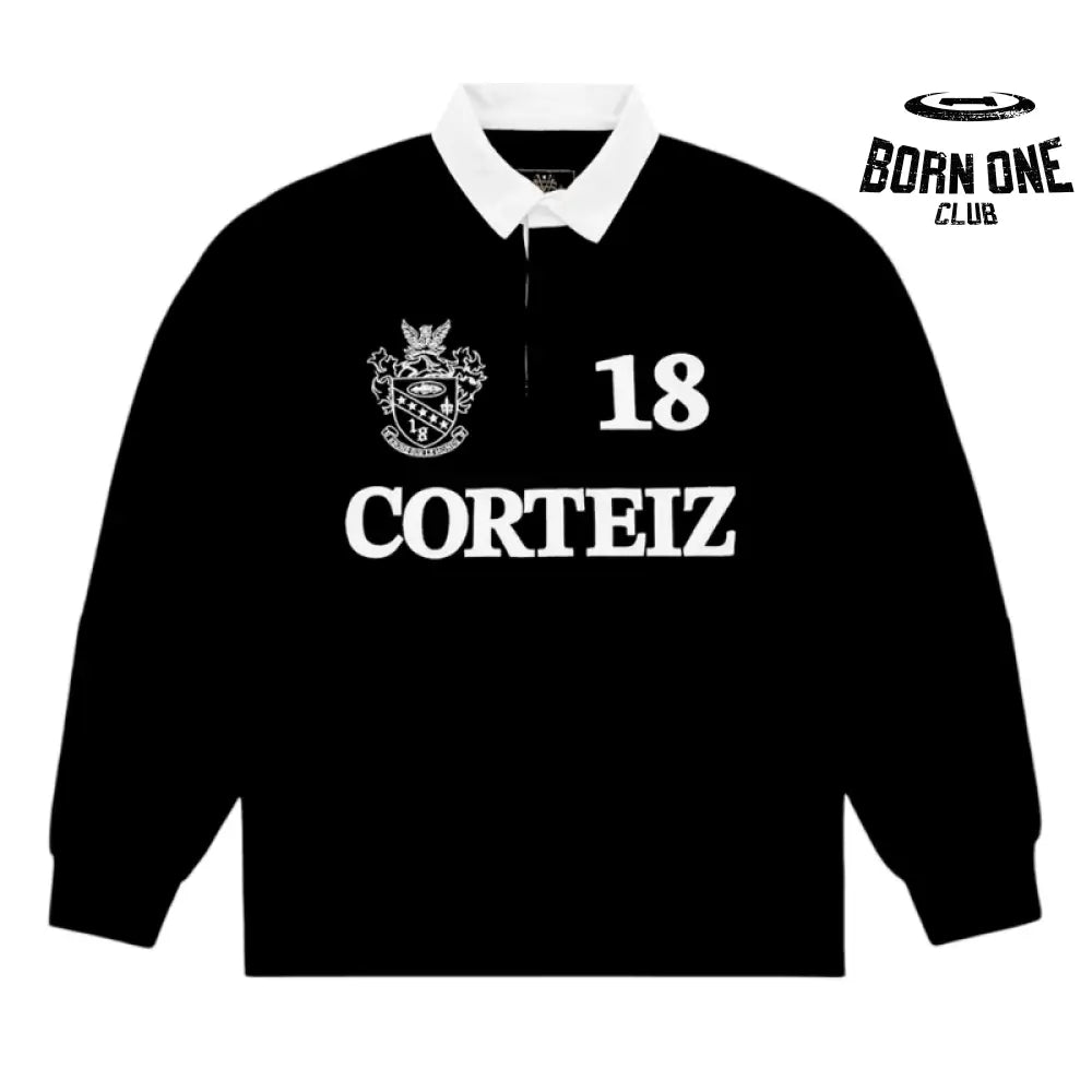 Paneled Rugby Polo Black