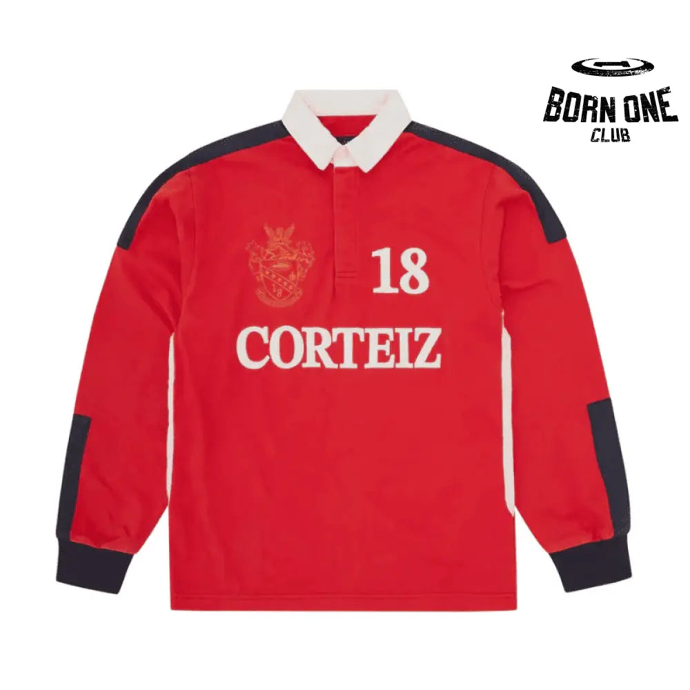 Paneled Rugby Polo T-Shirt Red