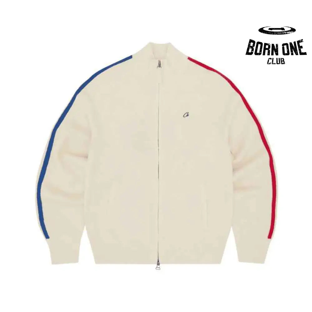 Knit Zip-Up Fleece Jacket Cream
