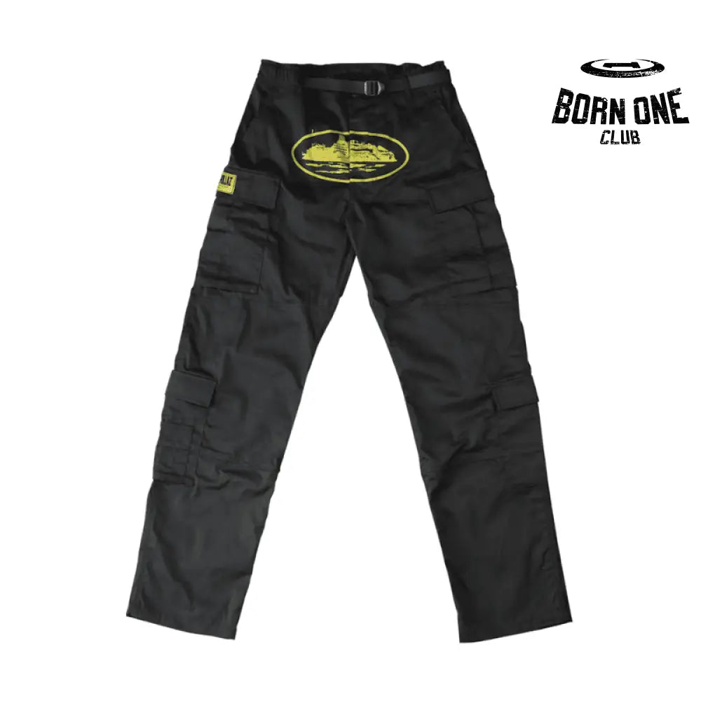Black and Yellow Cargo Pants