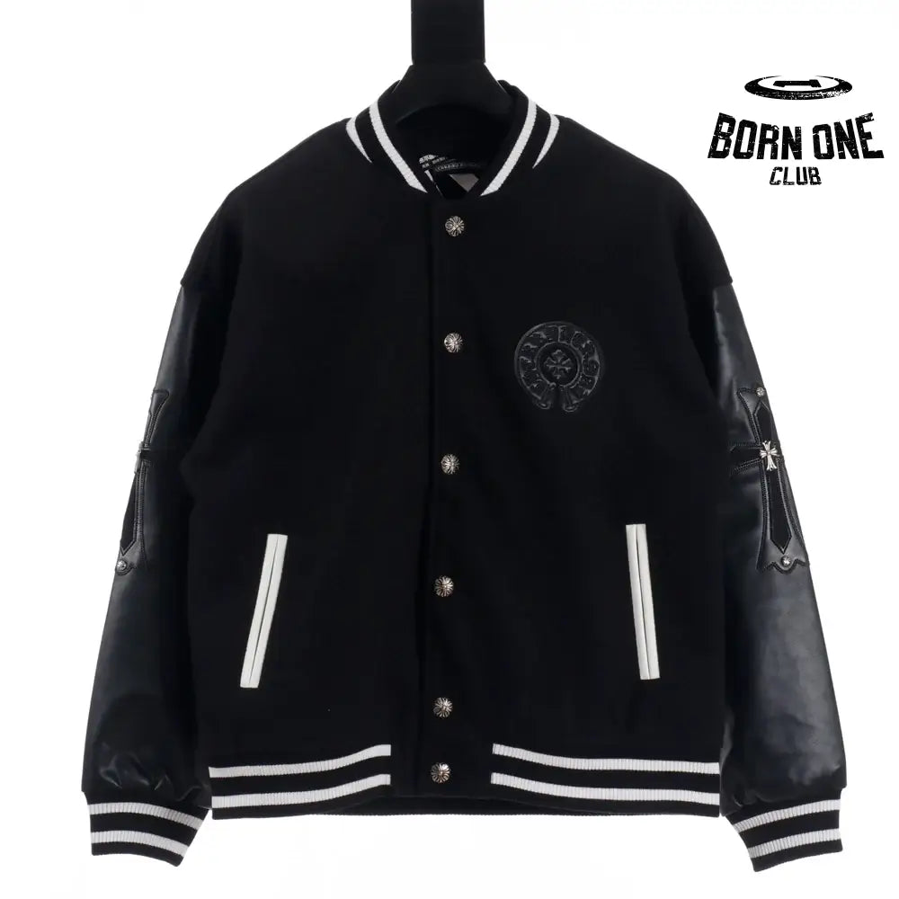 Horse Shoe Embroided Patch Varsity Jacket