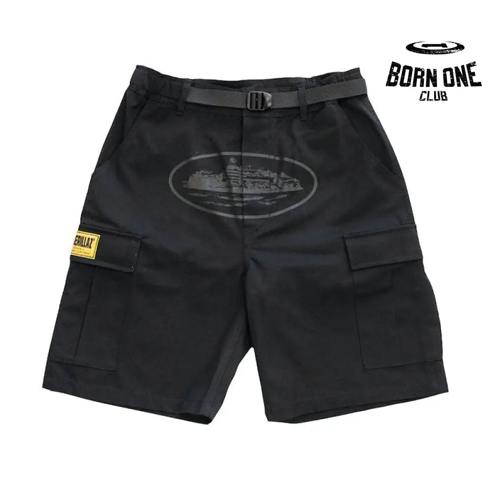 Black Logo Cargo Shorts