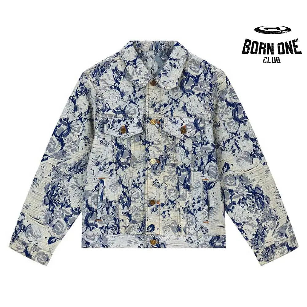 Jacket  Distressed Floral Denim