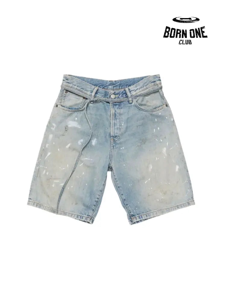 Splash-Ink Mud Dyed Washed Shorts