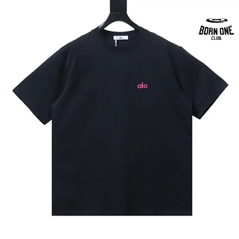 Embroidered Logo Solid-Color T-Shirt Black