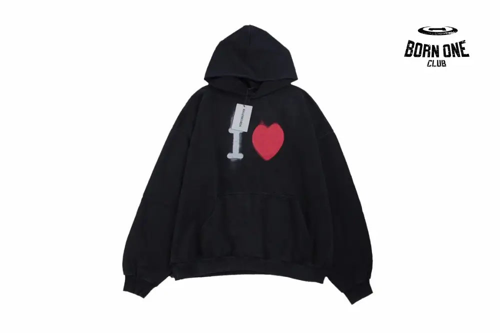 Black Hoodie with "I Love" Graphic Hoodie