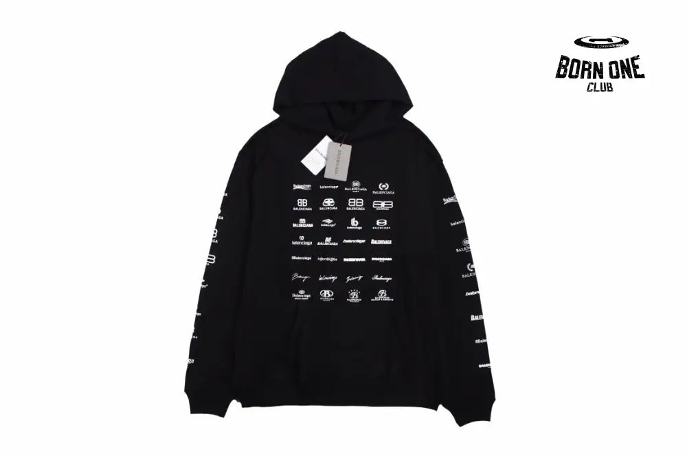 Black Multilogo Hoodie
