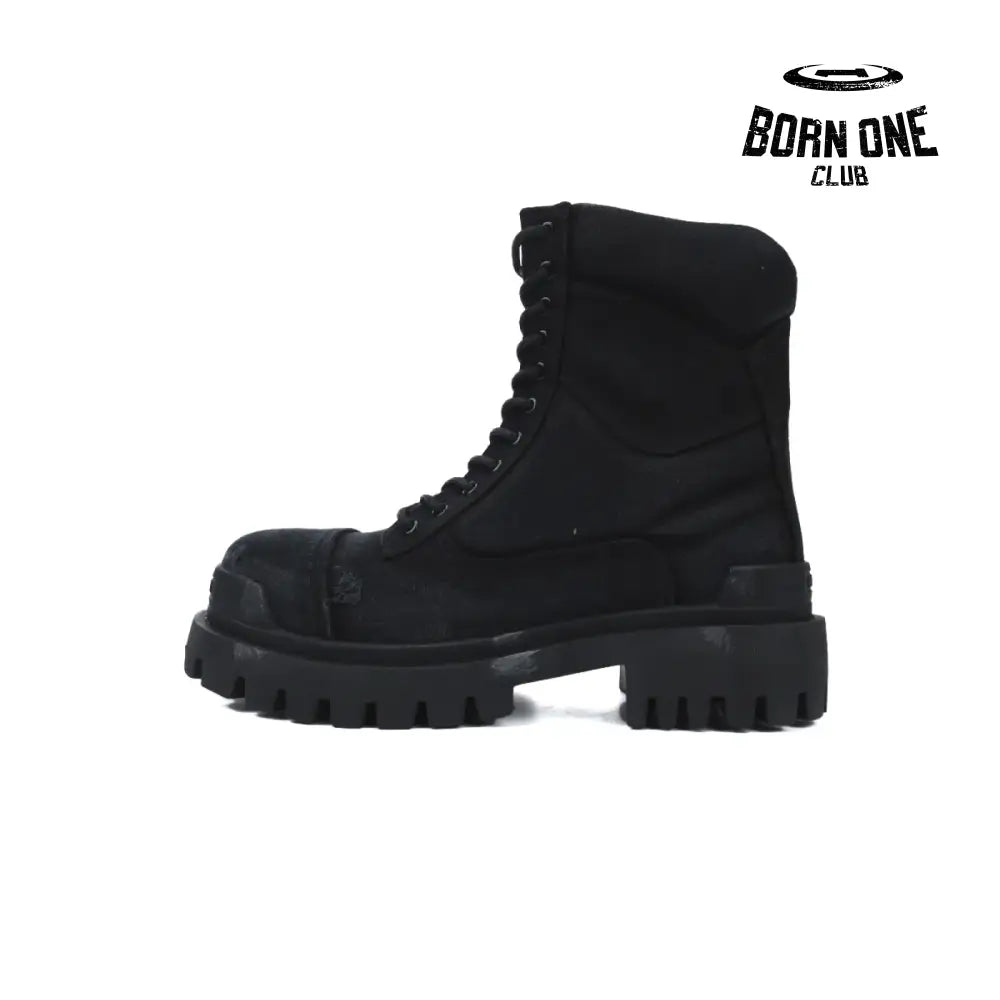 Boots Black Canvas Distressed Strike Boots