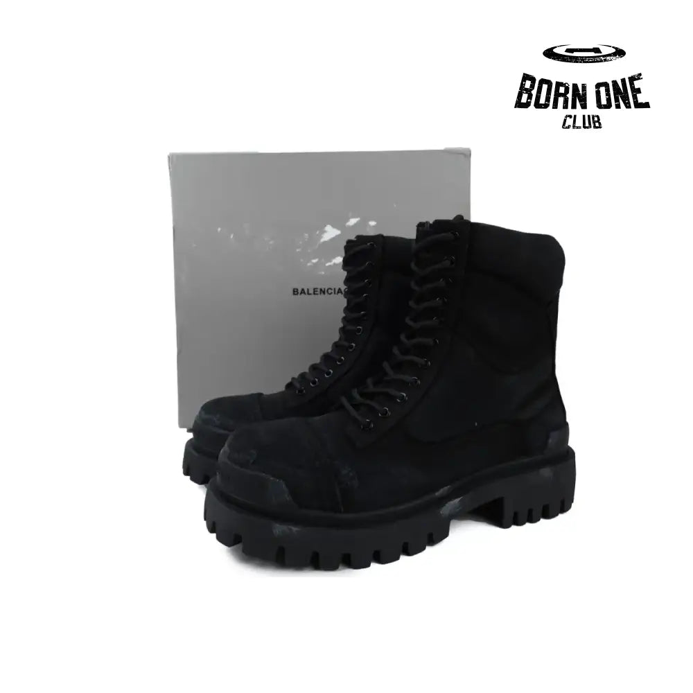 Boots Black Canvas Distressed Strike Boots