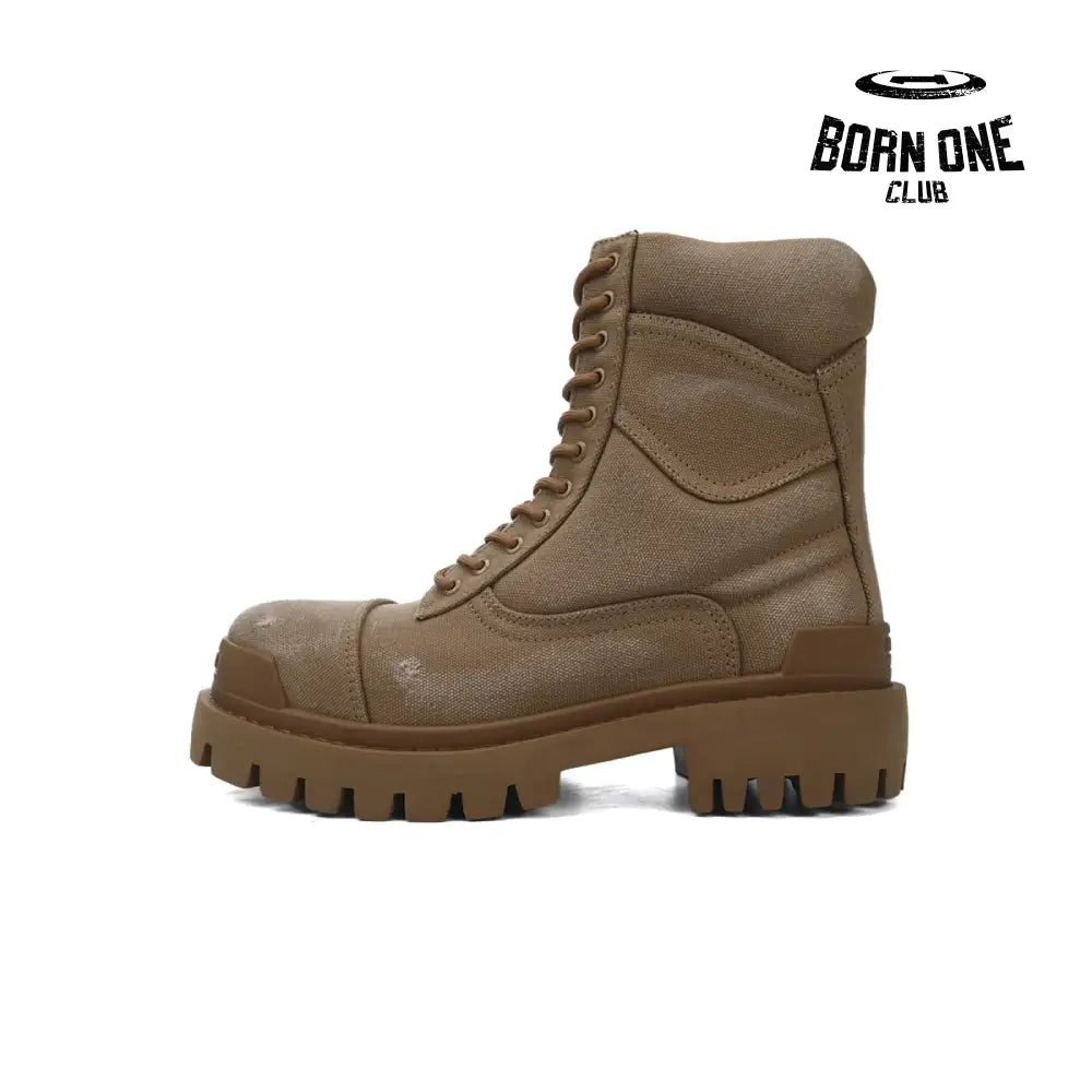 Boots Brown Canvas Distressed Strike Boots Bota