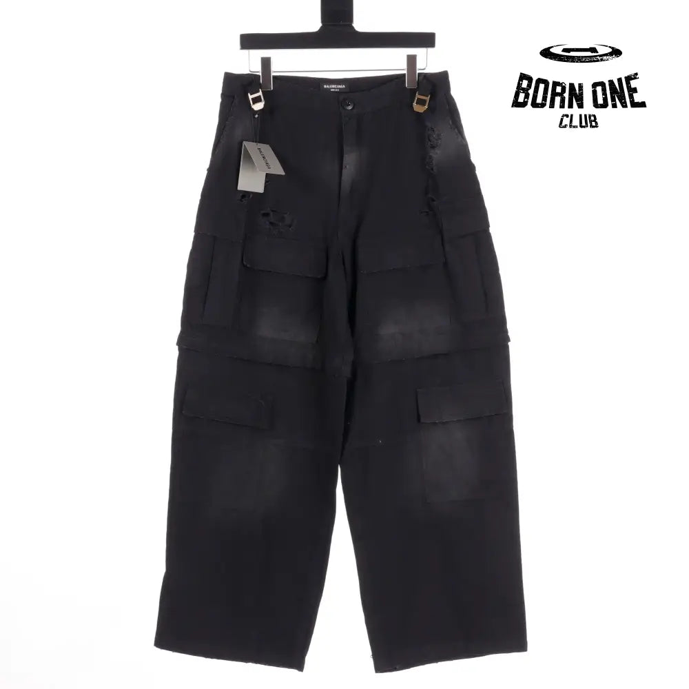 Large Cargo Black Jeans