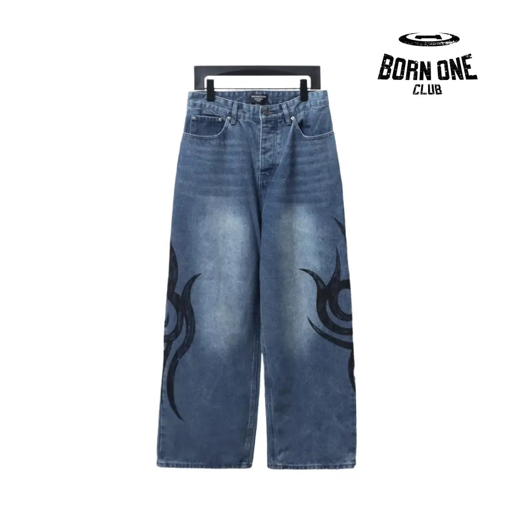 special-shaped printed denim Jeans