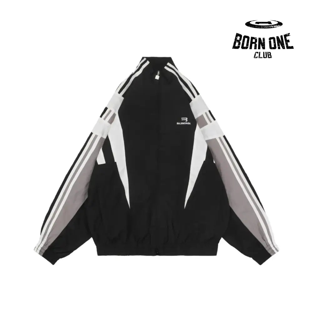 Sporty B Tracksuit Jacket Black Grey White