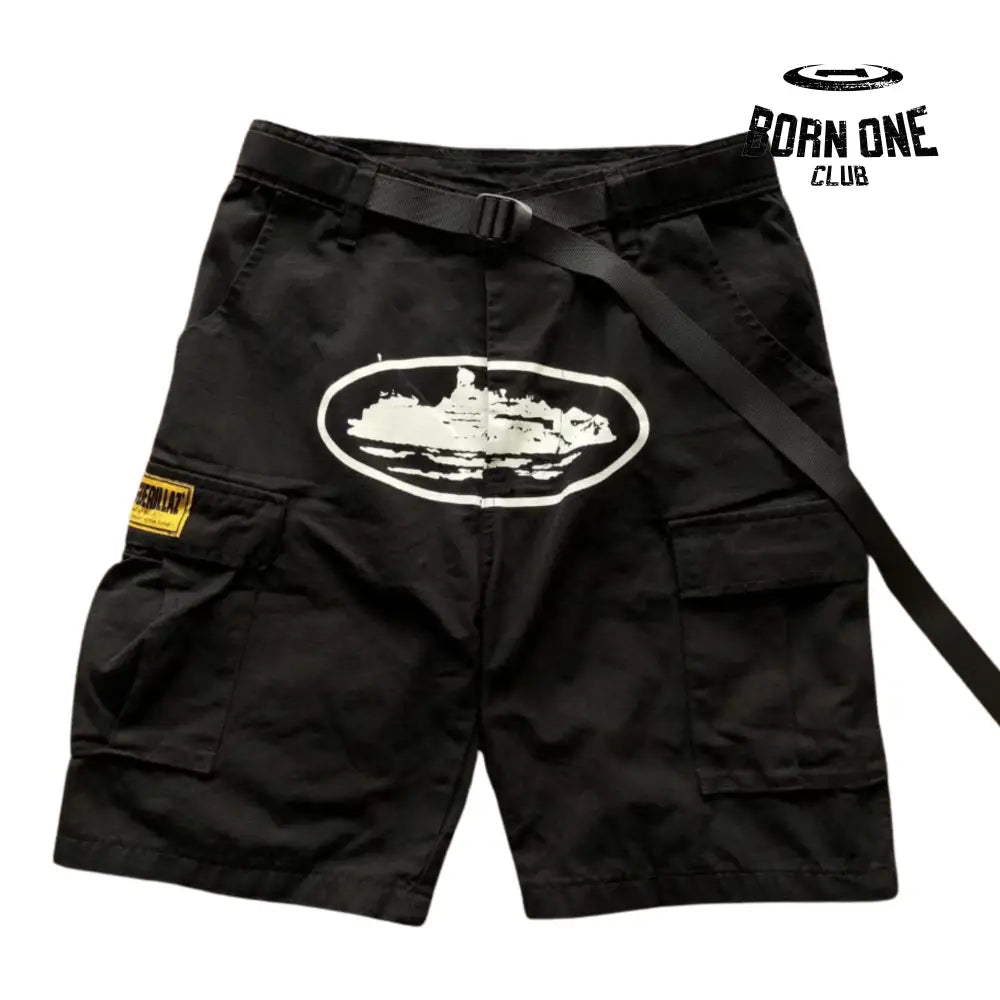 Black & White Cargo Shorts