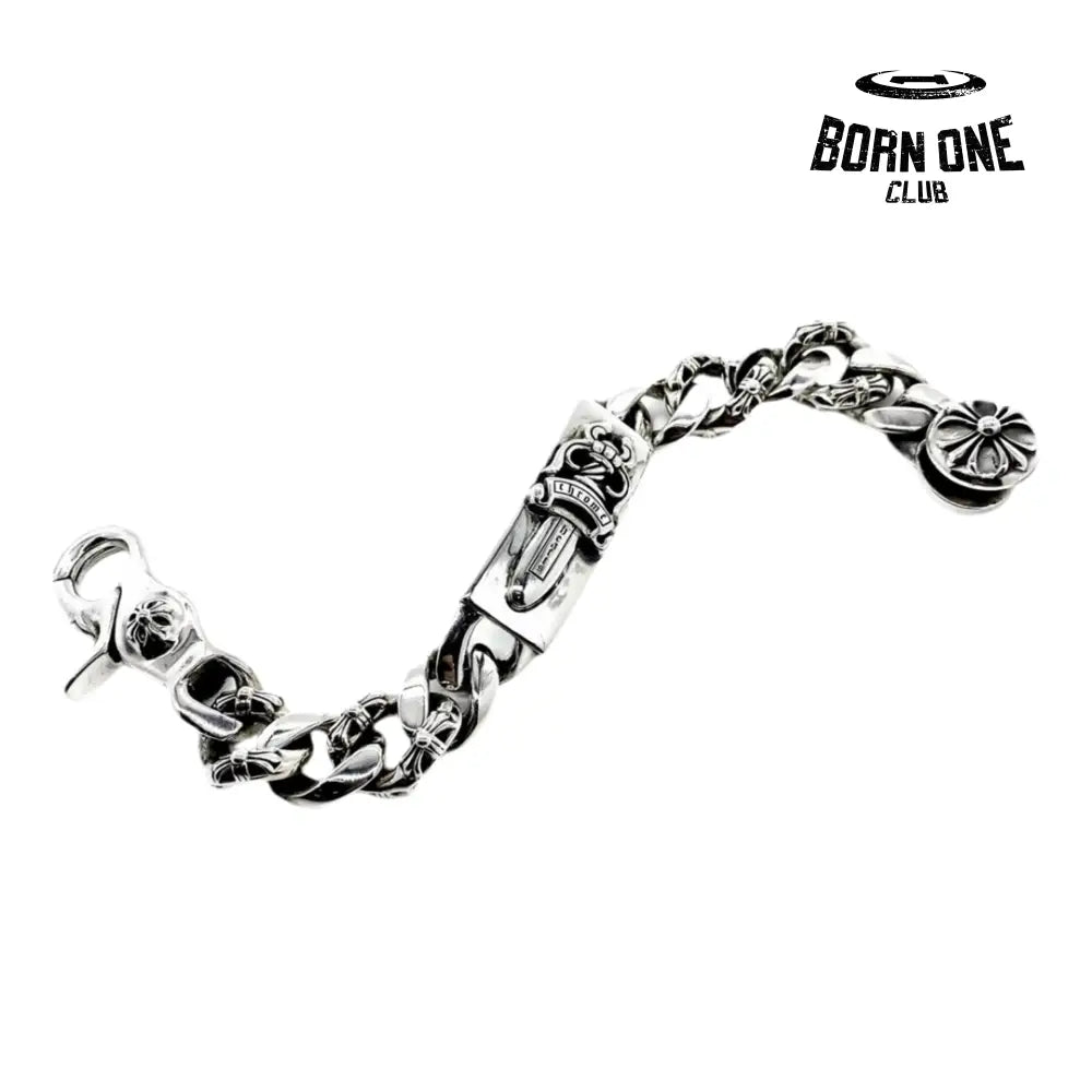 Dagger Link Clip Thick Bracelet 925 Silver