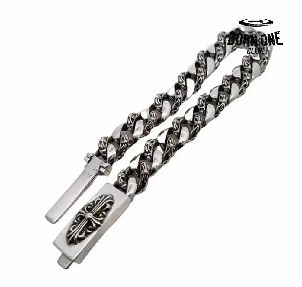 Floral Fancy Chain Thin Bracelet Sterling Silver