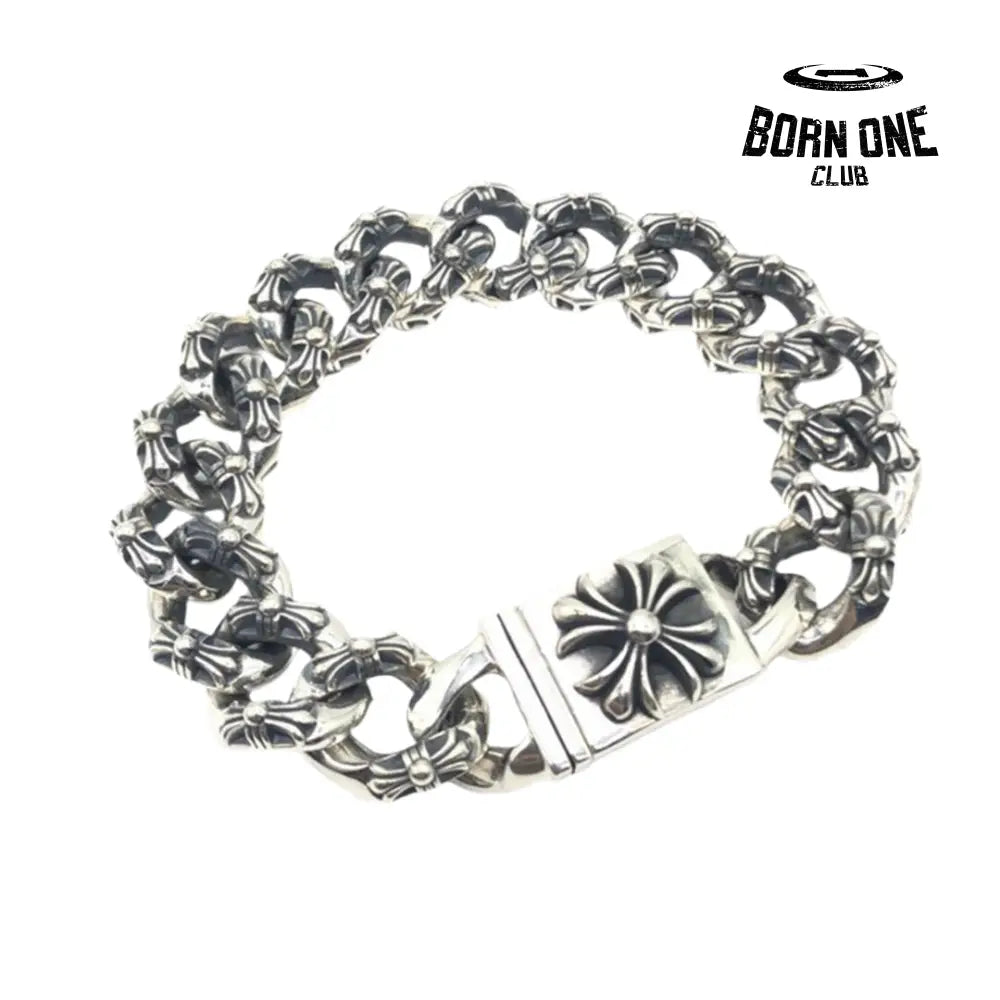 Plus Extra Fancy Chain Thick Bracelet 925 Silver