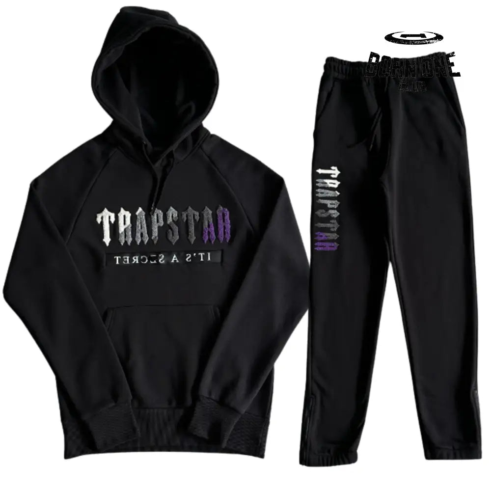 Set Decoded Chenille Hooded Tracksuit Black & Purple