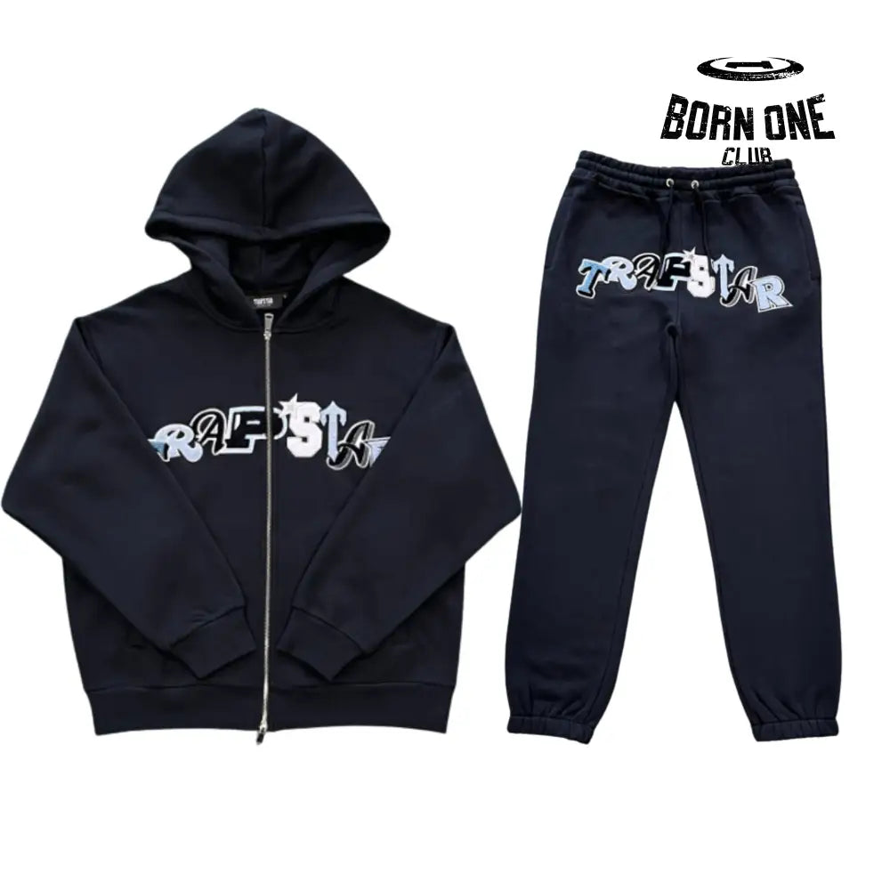 Set Wildcard Zip-Black and Blue Jacket and Pants Tracksuits