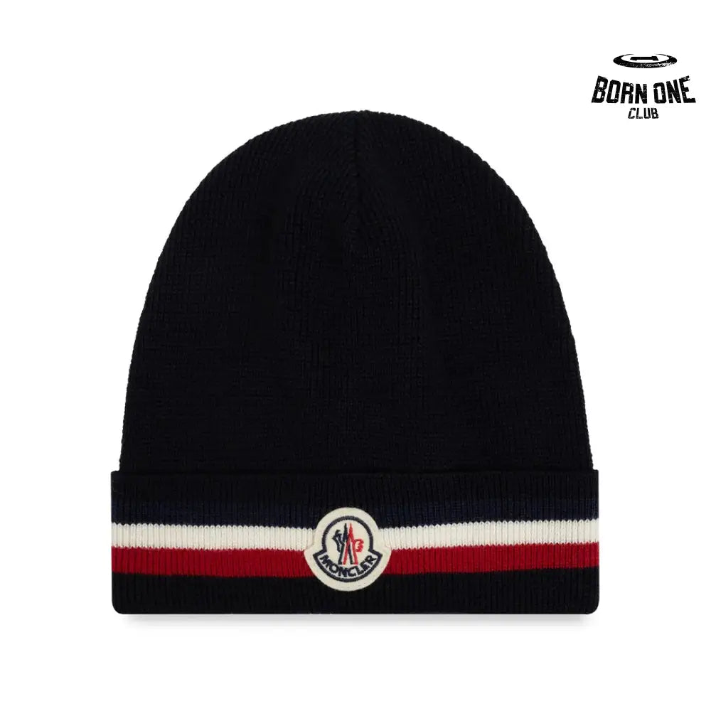 Cashmere Wool Beanie Striped Black