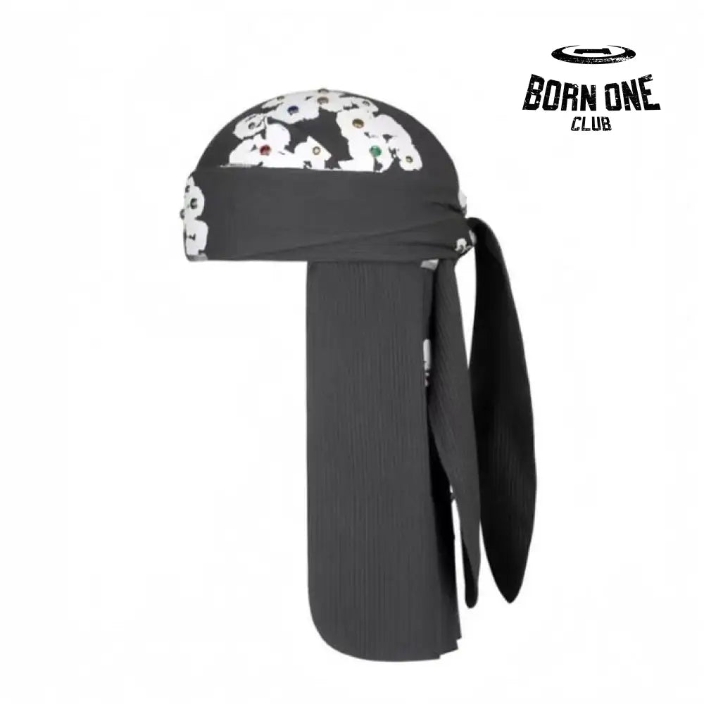Floral Embellished Black Durag