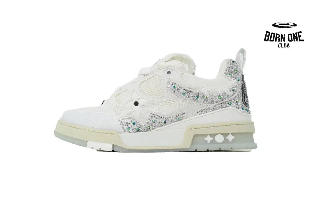 Skate Sneaker Silver White Diamond