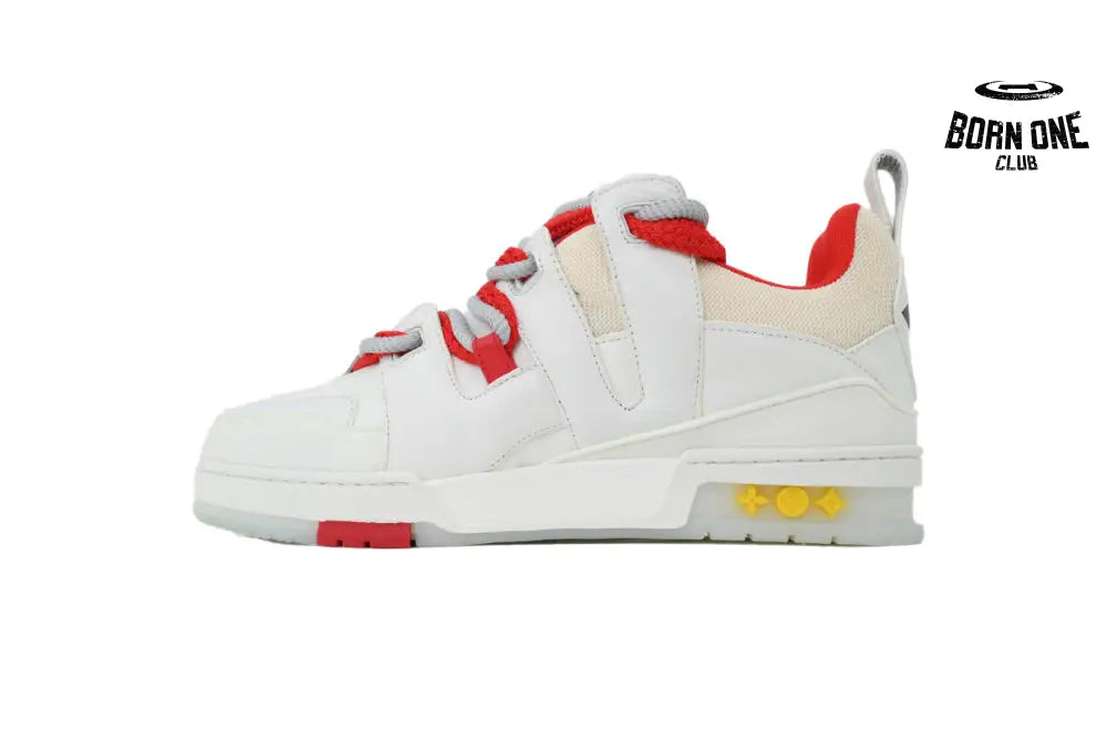 Skate Sneaker White And Red Flowers
