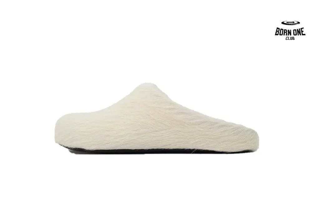 Marni Long-hair Calfskin Fussbett Sabot White