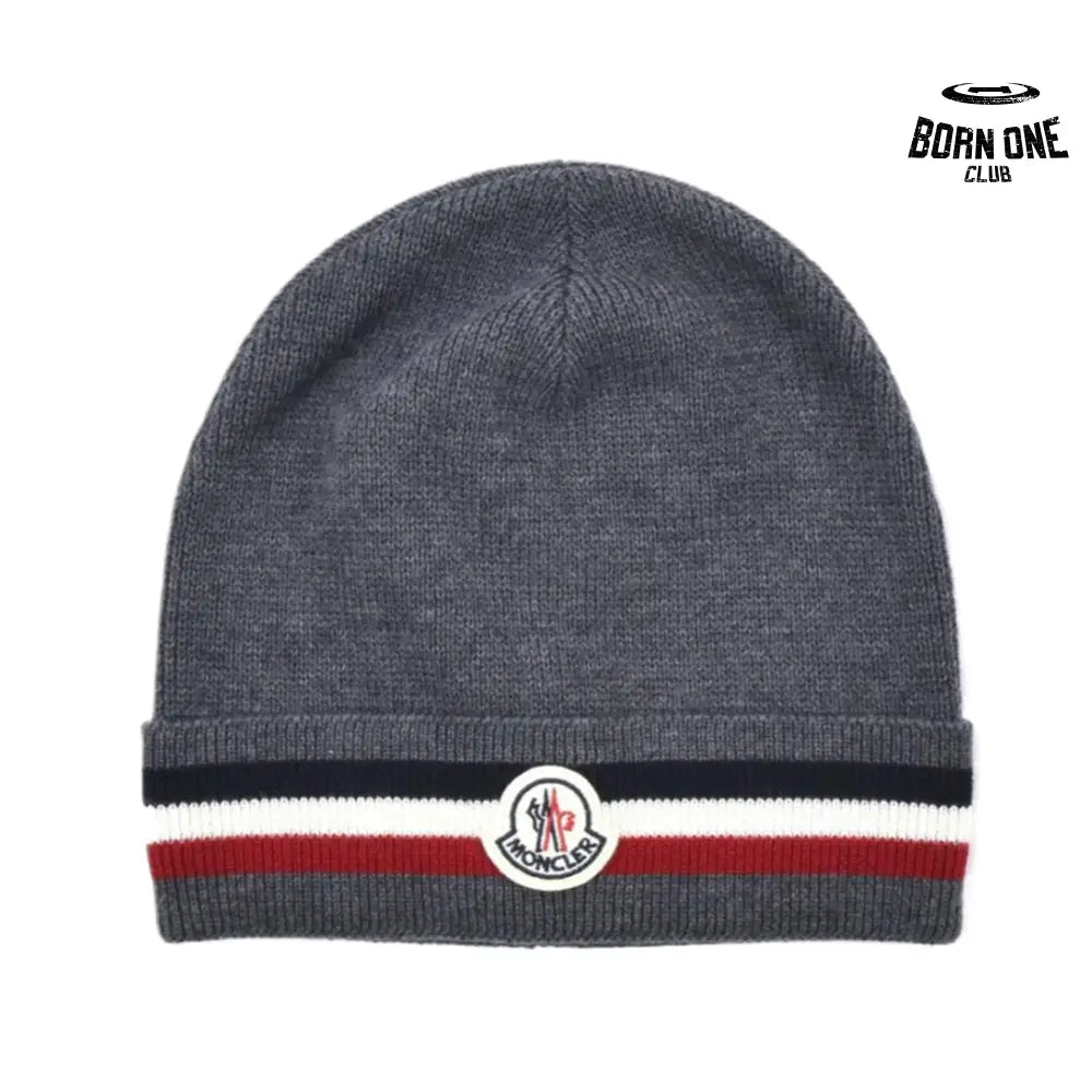 Cashmere Wool Beanie Striped Gray