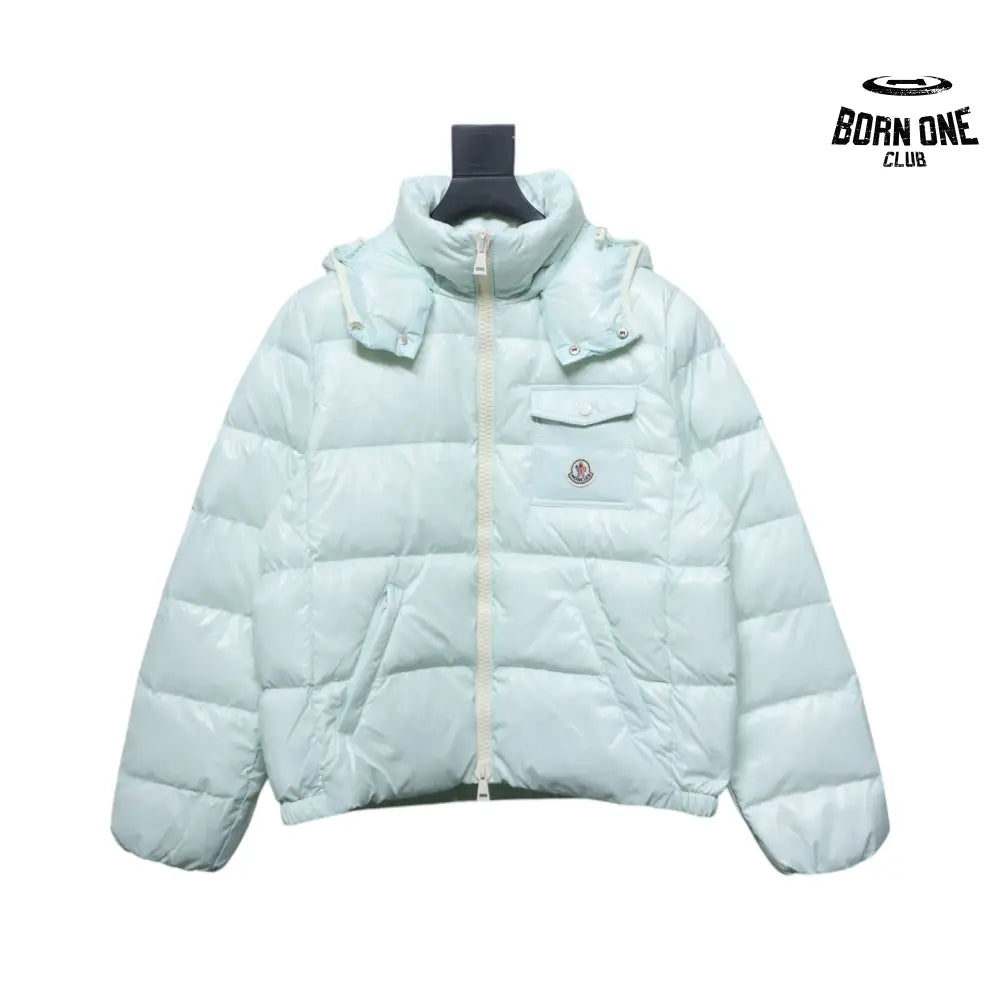 Andro Removable Hooded Short Down Jacket Sky Blue