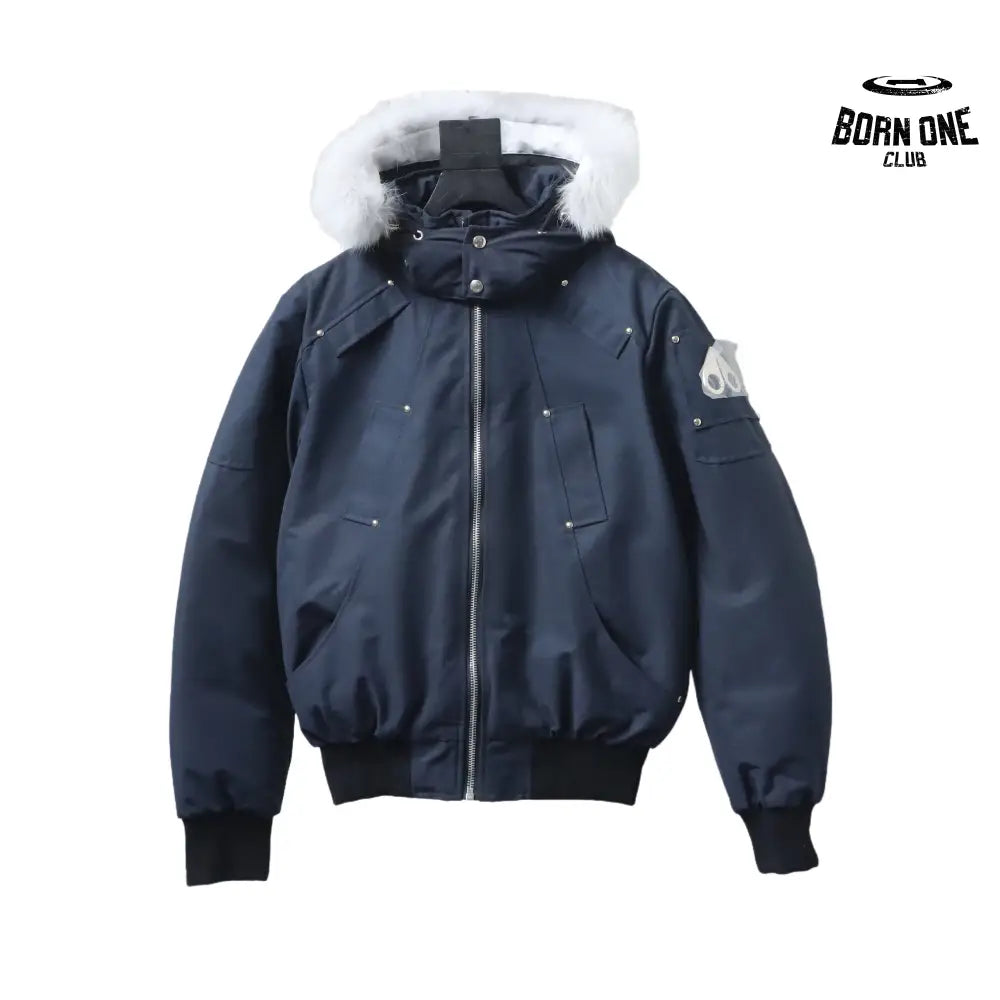 Balistic Bomber Zip-Up Fur Jacket Dark Blue