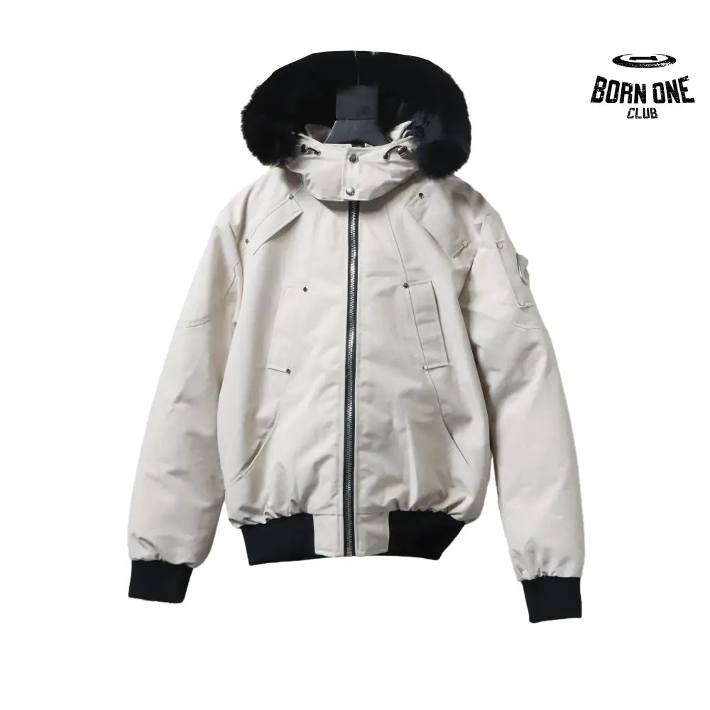 Balistic Bomber Zip-Up Fur Jacket White