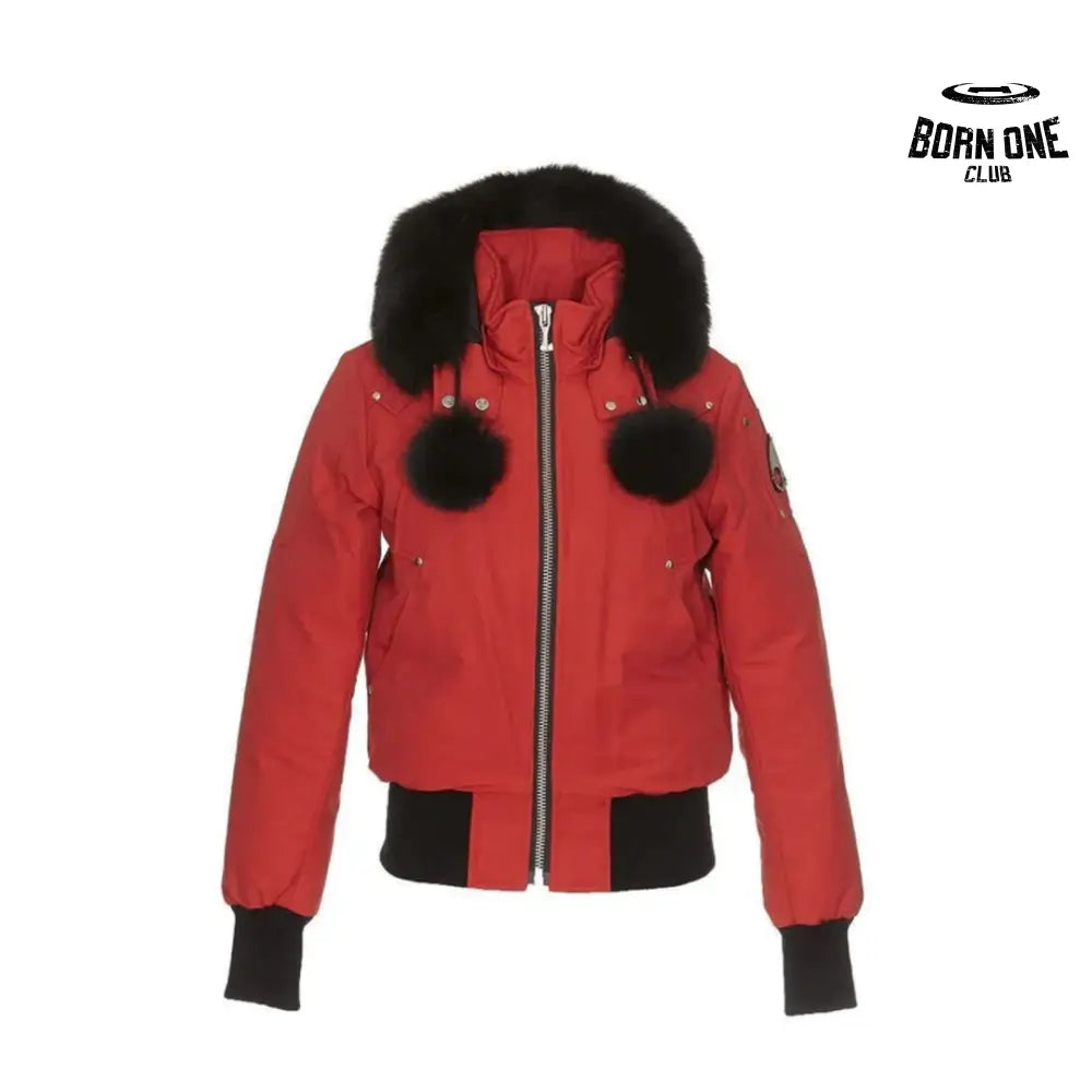 Debbie Bomber Jacket Deep Red & Black Fur
