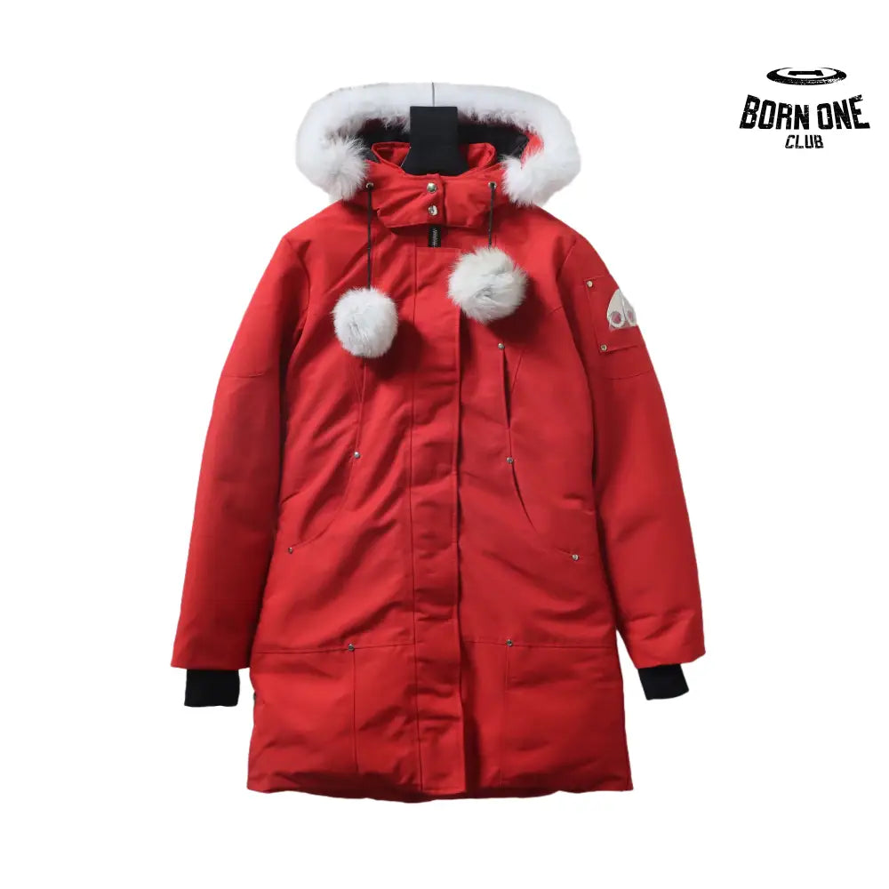Debbie Down Bomber Jacket W/ Fur In Dark Red