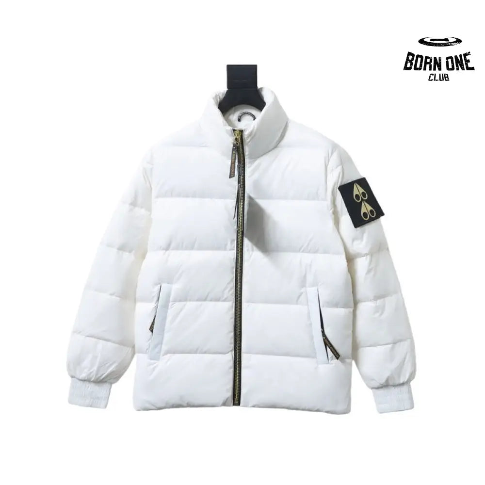 White Stand-up Collar Down Jacket Gold Scissors