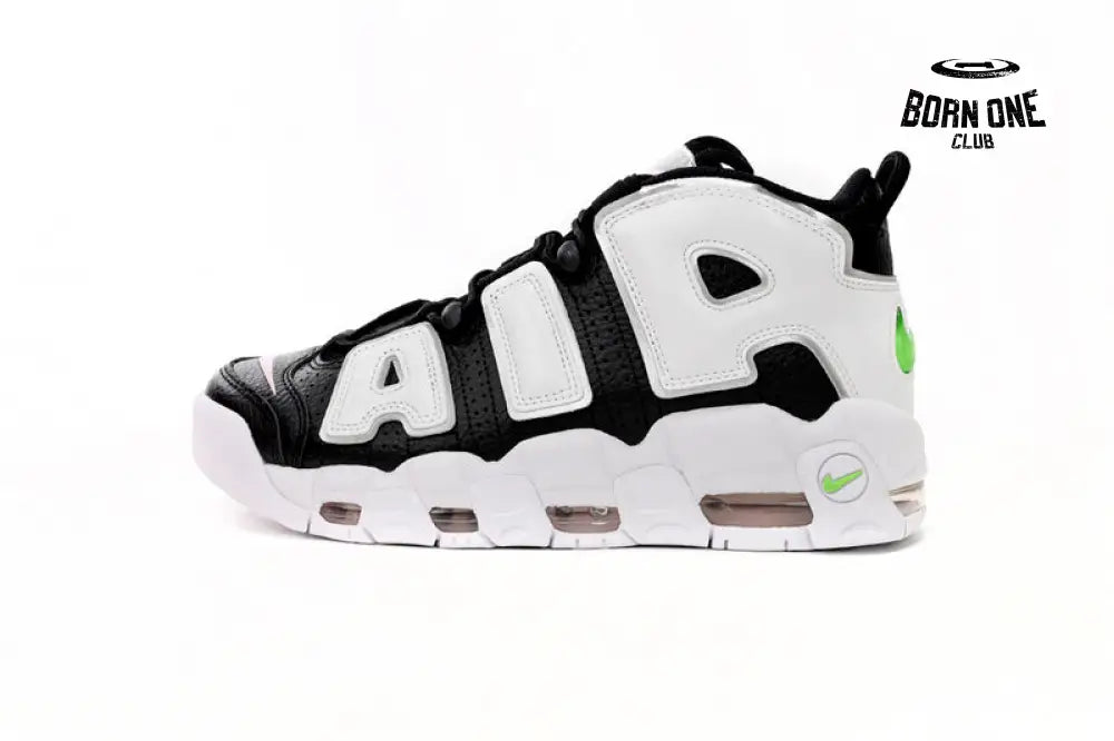 Air More Uptempo Black And White Green Tick