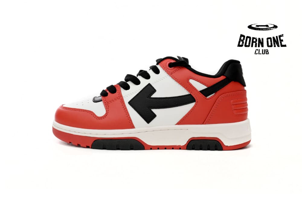 Out Of Office OOO Low Tops Black White Red OMIA189S23LEA0012510