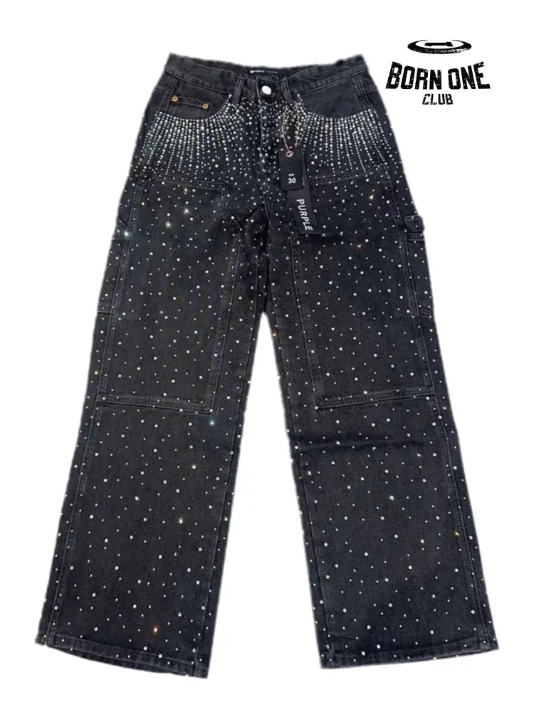 PURPLE BRAND Rhinestone Black Jeans