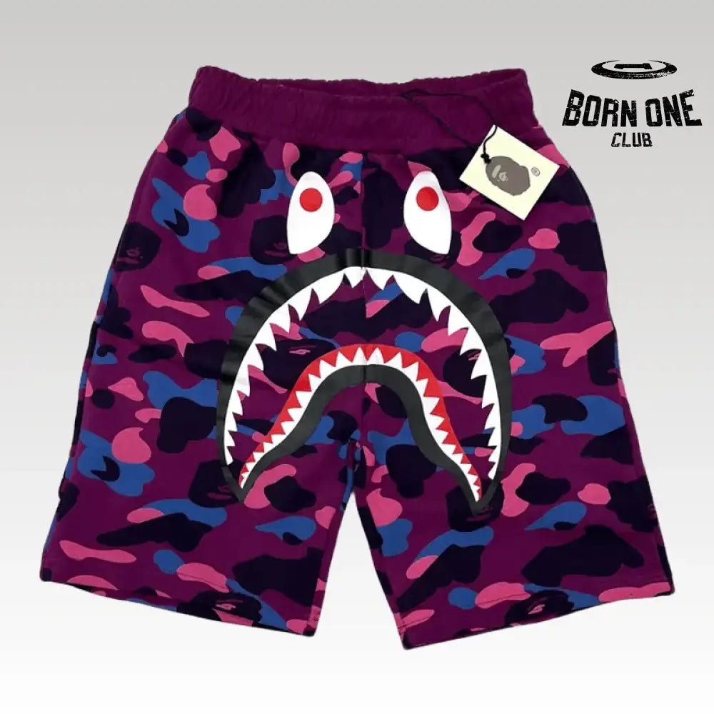 Bape Camo Shark Shorts Purple