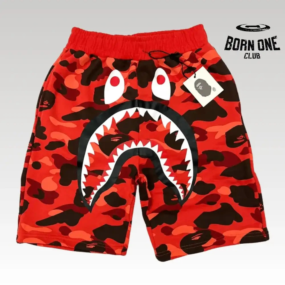 Bape Camo Shark Shorts Red