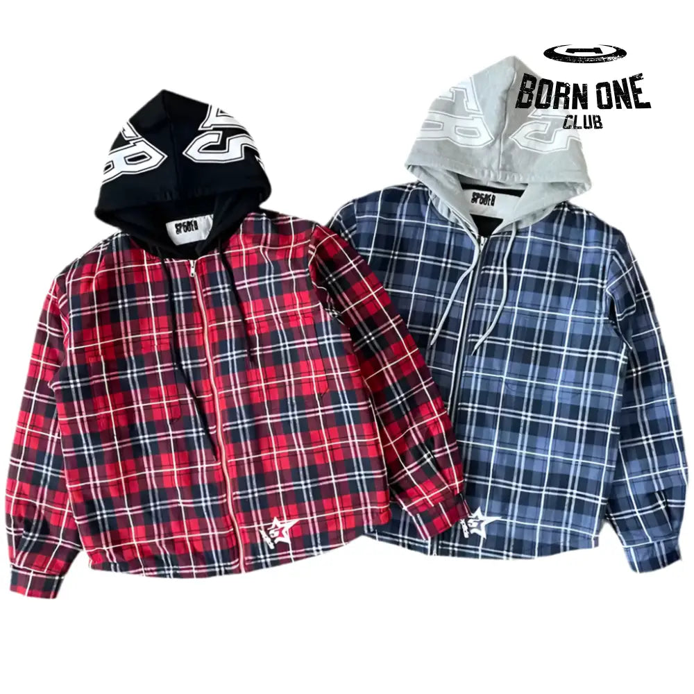 Hooded Zip Flannel Shirt Jacket